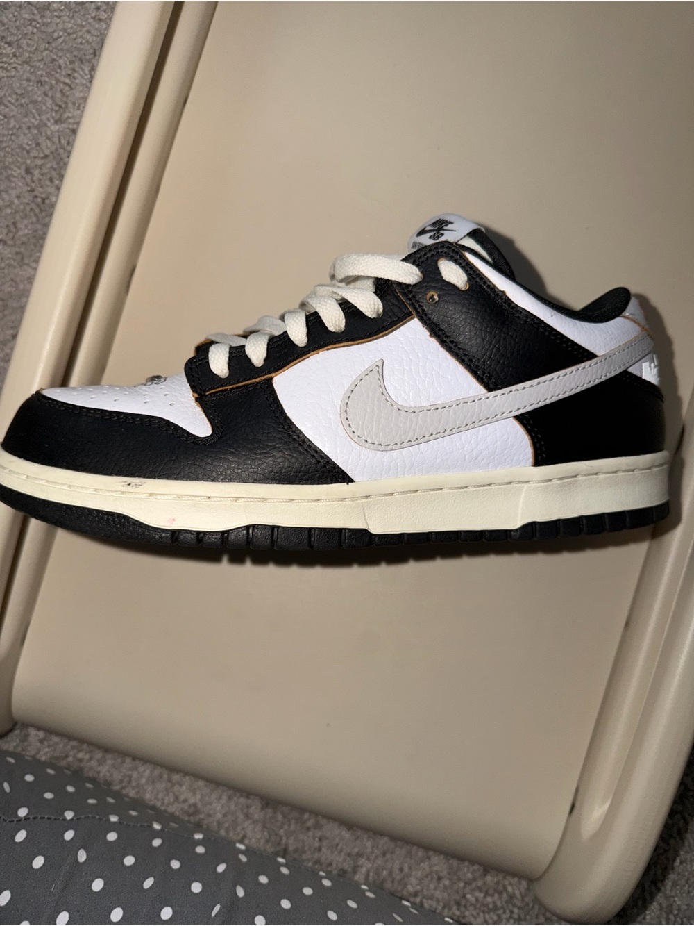 Nike Kids Black and White Low-Top Sneakers with Cream Accents